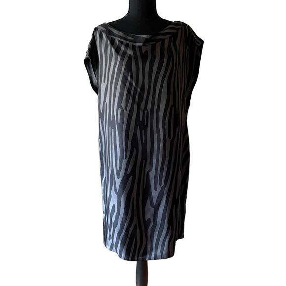 KENNETH COLE 100% Silk Black & Gray Party Dress Size 8 - Picture 1 of 8